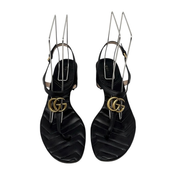 Gucci Marmont GG Black Matelasse Block Heel Sandals Size 41.5 - Picture 4 of 11